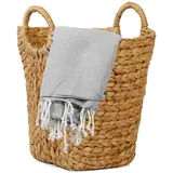 Casa Moro Aufbewahrungskorb Flechtkorb mit Henkel Naturkorb aus Seegras geflochten (Scandi Landhaus Stil), Weidenkorb Deko Korb Aufbewahrung Korbtasche Boho Chic S IN20