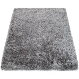 Paco Home Hochflor Teppich Wohnzimmer Schlafzimmer Shaggy Einfarbig Flauschig Modern Grau 160x230 cm