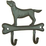 Esschert Design Garderobenhaken Hund auf Knochen Braun