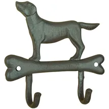 Esschert Design Garderobenhaken Hund auf Knochen Braun