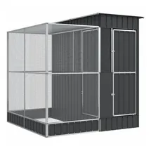 vidaXL Vogelkäfig mit Erweiterung 209 x 203 x 216 cm silbern