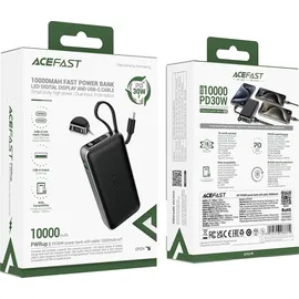 ACEFAST M7-10000 PD30W Powerbank integriertem Kabel - Schwarz