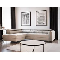 Sofnet Ecksofa Alice mit Schlaffunktion und Bettkasten, Wohnlandschaft mit einstellbare Kopfstützen, Couch, Sofa, Bettsofa, Schlafsofa (Beige (Paros 02),... Ecksofa Links)
