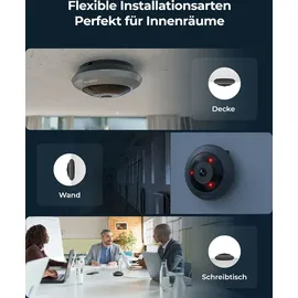 Reolink 6MP 360° Panorama Fisheye-Kamera PoE Überwachungskamera Bewegungserkennung, 3k+ HD Personenerkennung, 2-Wege-Audio - Schwarz