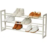 Love IT Store IT Schuh-Regal ausziehbar - Schuhregal Metall und Holz für bis zu 15 Paar Schuhe - Schuhaufbewahrung auf 3 Ebenen - Ausziehbar, stabil - Grau