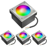 ledscom.de 4x LED Pflasterstein NEOLUM für außen, IP67, eckig, 10 x10cm, inkl. GX53 RGB Leuchtmittel, 670lm, Smart Home