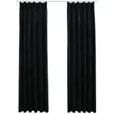 vidaXL Verdunkelungsvorhänge mit Haken 2 Stk. Samt Schwarz 140x245 cm