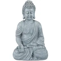 Relaxdays Buddha Figur sitzend 30 cm, Grau