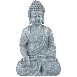 Relaxdays Buddha Figur sitzend 30 cm, Grau