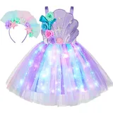 Spooktacular Creations Kind Mädchen Licht lila Meerjungfrau Kostüm, Meerjungfrau Shell Fancy Tutu Light-Up Dress Kostüm mit Stirnband