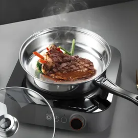 Retoo Topfset 12-teilig Kochtopf Set mit Glasdeckel Durchmesser 16 18 20 21.8 24cm Silber