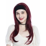 WIG ME UP - H9306-39 Perücke Haarteil Halbperücke mit Stirnband Granatrot Burgunderrot lang glatt Haarverlängerung 65 cm