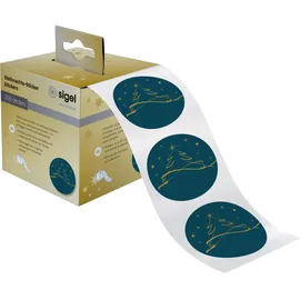 Sigel Weihnachtsbaum Sticker petrol 200 Stück 4,7 x 4,7 cm