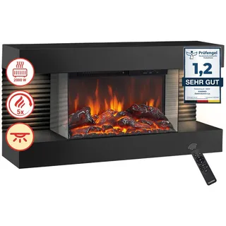 KAMINIO Elektrokamin LIZ, Elektrischer Kamin: 3D-Flammeneffekt, LED-Ambientelicht, Heizung 2000W schwarz 82 cm x 41.8 cm x 21.7 cm