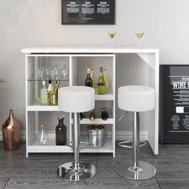 Vicco Bartisch-Set Weiß, 138 x 39 cm mit 2 Barhockern