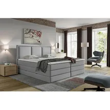 MID.YOU Boxspringbett, - silbergrau - H2/H3 - Bettkasten, - inklusive Topper - 160x200 cm,
