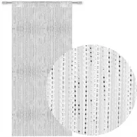 BestLivings Fadenvorhang Metallic-Streifen weiß Stangendurchzug 90 x 200 cm