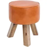 Wohnling Hocker ca. 37x45 cm Braun/Echtleder