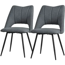ML-Design 2er Esszimmerstuhl Set Küchenstuhl Wohnzimmerstuhl Polsterstuhl Rückenlehne Grau