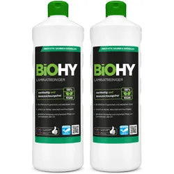 BiOHY Laminatreiniger, Laminat Pflege, Vinyl Reiniger, Laminatpflegemittel 2er Pack (2 x 1 Liter Flasche)