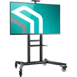 ONKRON TV Ständer rollbar für 55-90 Zoll, bis 75 kg, höhenverstellbar, VESA 800x600, professioneller Fernsehständer mit Rollen, Schwarz TS1871-B