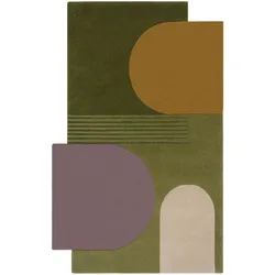 Kadima Design Abstrakt-Geometrischer Wollteppich `Thames Lily` - Farbe: Grün, 120x180 cm