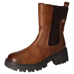 Chelseaboots MUSTANG SHOES, Damen, Gr. 39, braun (cognac, used), Lederimitat, Elastischer Einsatz, casual, Schuhe, Schlupfstiefel, Herbstschuh mit komfortablem Stretcheinsatz