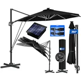 Kesser KESSER® Sonnenschirm Ampelschirm SUN Rund XL Ø330 cm Inkl. Abdeckung + Windsicherung 7-Fach Verstellbar Drehbar Neigbar Kippbar Groß 360° Drehbar Gartenschirm mit Kurbel Sonnenschutz UV50+