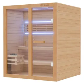 Dewello TOFINO 160x150 Kabine aus Hemlock Tannenholz mit 4,5 kW Ofen