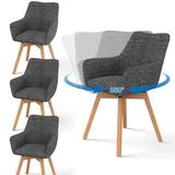 WAFTING Esszimmerstühle 4er Set drehbar, Armlehnstuhl drehbar 360°, Moderner Polsterstuhl Stuhl Prague, Stühle für Esszimmer, Küchenstuhl für Wohnzimmer, Arbeitszimmer, Schlafzimmer, Grau