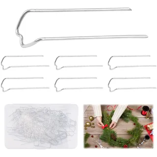 URROMA Blumen-U-Pins, Metall-Bastelnadeln, Farnnadeln mit Aufbewahrungsbox zur Befestigung von Kr鋘zen, Stielen, Gartenarbeit, Silber, 100 St點k