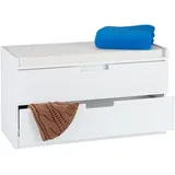 Relaxdays Sitzkommode 80 x 45 x 36 cm mit 2 Schubladen weiß