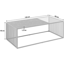 MID.YOU Couchtisch Schwarz, Kunststoff, Glas, rechteckig, 60x40x120 cm, Wohnzimmer, Wohnzimmertische, Couchtische