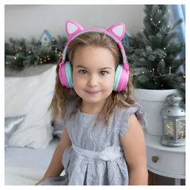 Lexibook Lexibook, Barbie, 2-in-1 kabellose, Kopfhörer mit Katzenohren, Lichteffekte, Stereosound, Bluetooth & Kabel, faltbar, verstellbar, LED-Leuchten, Pink, HPBTKTBB