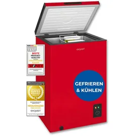 Exquisit Gefriertruhe, Kombigerät, 2-in-1, 99 Liter, Tiefkühltruhe, Kühlen, 4-Sterne-Gefrieren, Gefriertruhe klein, Toplader, Gefrierkorb, GT100-050E rot