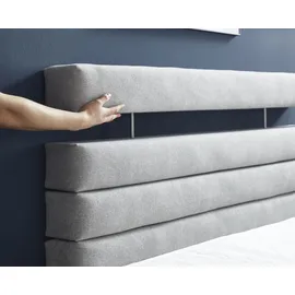 SUN GARDEN Boxspringbett Holzwerkstoff/Stoff mit Federkernmatratze - silber