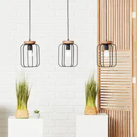 Brilliant Pendelleuchte Tosh Balken 3-flammig Holz und Schwarz Korund
