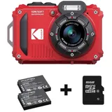 Kodak Waterproof PixPro WPZ2 rot 4x Zoom, WiFi + Zusatzakku + 16GB Speicherkarte