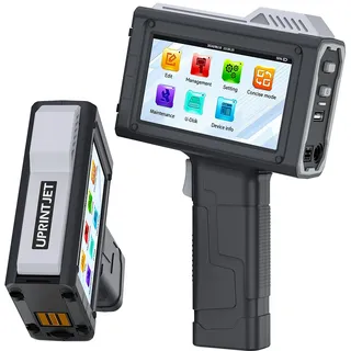 uprintjet Tragbarer Handdrucker BT-HH6205B mit 4,3-Zoll-Touchscreen, Hand Tintenstrahldrucker mit Lösungsmittel Tintenpatrone Tintenstrahl Codiermaschine für Testo Logo Bild Datum QR-Code Barcode