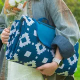 OESSUF ESSUF Picknickdecke wasserdicht 200x200, extra große Picknickdecke XXL Stranddecke sandfrei tragbar maschinenwaschbar lagerbar faltbar für Camping und Wandern Klassisch Blau