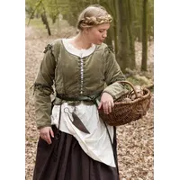 Battle Merchant Wikinger-Kostüm Mittelalterliche Miederjacke Griselda aus Samt, grün grün XL | XL