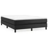 vidaXL Boxspringbett mit Matratze Schwarz 140x200 cm Kunstleder