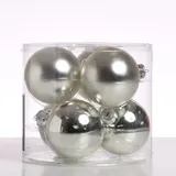 MARELIDA Christbaumkugeln Weihnachtskugeln Glas 8cm glänzend matt silber 6St.