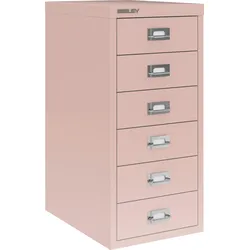 Bisley Multidrawer Schubladenschrank aus Metall mit 6 Schubladen DIN A4 ohne Sockel - Farbe: Pastellpink