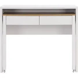 vente-unique Konsolenschreibtisch ausziehbar mit 2 Schubladen - Weiß & Holzfarben - LOAVIA