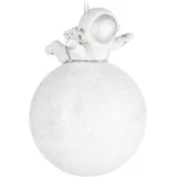 Brubaker Astronaut auf dem Mond Weihnachtskugel aus Glas - Handbemalt und Mundgeblasen - Mondlandung Christbaumschmuck für Weltraum Fans - Figuren Lustig Weihnachtsdeko Anhänger Grau - Baumkugel