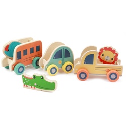 Fisher-Price - Holz-Fahrzeuge 3 Stück + Tiere Holzspielzeug Kleinkinder