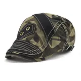 RUICHENG Schiebermütze Herren Baumwoll Camouflage Kappe Gatsby Newsboy Flatcap Schirmmützen (Schwarz) - 56-60