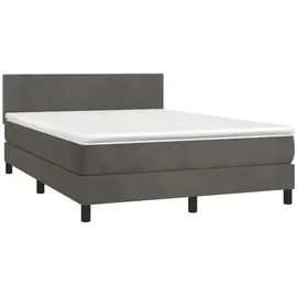 vidaXL Boxspringbett 140 x 200 cm Dunkelgrau