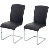 2er-Set Esszimmerstuhl HWC-F36, Freischwinger Küchenstuhl Kunstleder, schwarz